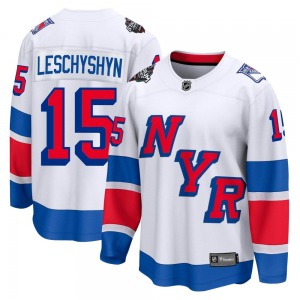 Adult Breakaway New York Rangers Jake Leschyshyn White 2024 Stadium Series Official Fanatics Branded Jersey