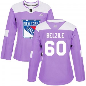 Women's Authentic New York Rangers Alex Belzile Purple Fights Cancer Practice Official Adidas Jersey
