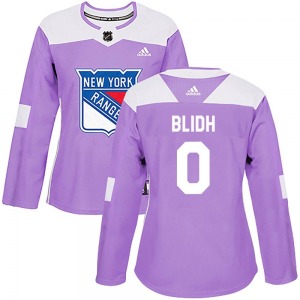 Women's Authentic New York Rangers Anton Blidh Purple Fights Cancer Practice Official Adidas Jersey