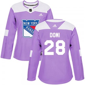 Women's Authentic New York Rangers Tie Domi Purple Fights Cancer Practice Official Adidas Jersey