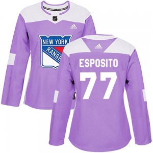 Women's Authentic New York Rangers Phil Esposito Purple Fights Cancer Practice Official Adidas Jersey