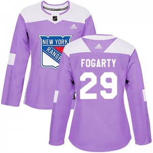 Women's Authentic New York Rangers Steven Fogarty Purple Fights Cancer Practice Official Adidas Jersey