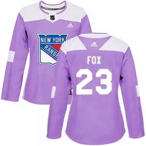 Women's Authentic New York Rangers Adam Fox Purple Fights Cancer Practice Official Adidas Jersey