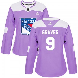 Women's Authentic New York Rangers Adam Graves Purple Fights Cancer Practice Official Adidas Jersey