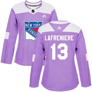 Women's Authentic New York Rangers Alexis Lafreniere Purple Fights Cancer Practice Official Adidas Jersey