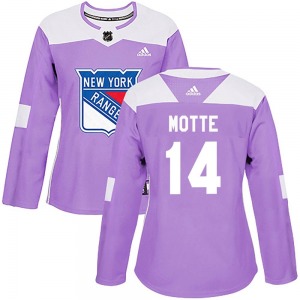 Women's Authentic New York Rangers Tyler Motte Purple Fights Cancer Practice Official Adidas Jersey