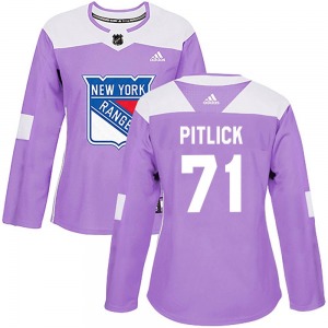 Women's Authentic New York Rangers Tyler Pitlick Purple Fights Cancer Practice Official Adidas Jersey