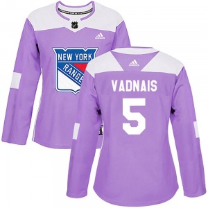 Women's Authentic New York Rangers Carol Vadnais Purple Fights Cancer Practice Official Adidas Jersey