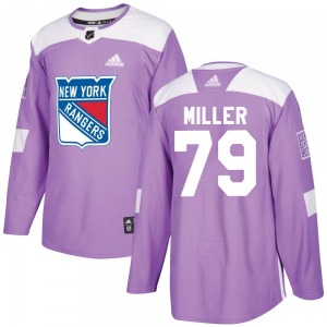 Youth Authentic New York Rangers K'Andre Miller Purple Fights Cancer Practice Official Adidas Jersey