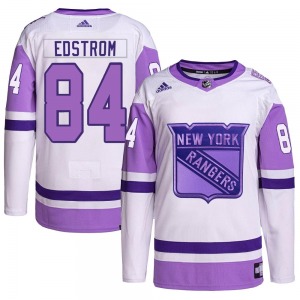 Adult Authentic New York Rangers Adam Edstrom White/Purple Hockey Fights Cancer Primegreen Official Adidas Jersey