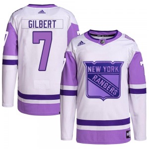 Adult Authentic New York Rangers Rod Gilbert White/Purple Hockey Fights Cancer Primegreen Official Adidas Jersey