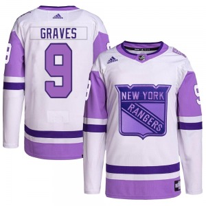 Adult Authentic New York Rangers Adam Graves White/Purple Hockey Fights Cancer Primegreen Official Adidas Jersey