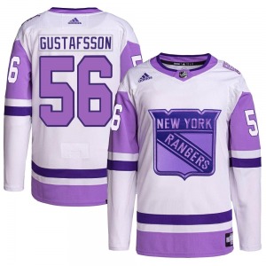 Adult Authentic New York Rangers Erik Gustafsson White/Purple Hockey Fights Cancer Primegreen Official Adidas Jersey
