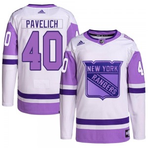 Adult Authentic New York Rangers Mark Pavelich White/Purple Hockey Fights Cancer Primegreen Official Adidas Jersey