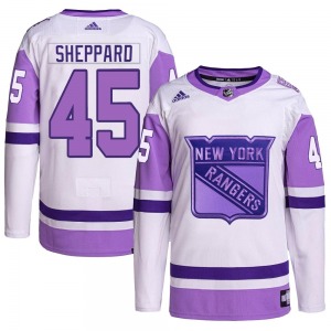 Adult Authentic New York Rangers James Sheppard White/Purple Hockey Fights Cancer Primegreen Official Adidas Jersey