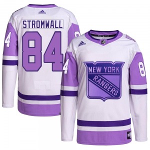 Adult Authentic New York Rangers Malte Stromwall White/Purple Hockey Fights Cancer Primegreen Official Adidas Jersey