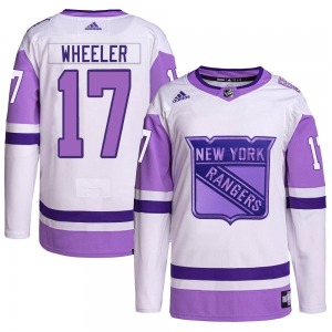 Adult Authentic New York Rangers Blake Wheeler White/Purple Hockey Fights Cancer Primegreen Official Adidas Jersey