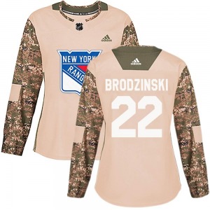Women's Authentic New York Rangers Jonny Brodzinski Camo Veterans Day Practice Official Adidas Jersey