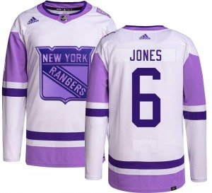 Youth Authentic New York Rangers Zac Jones Hockey Fights Cancer Official Adidas Jersey