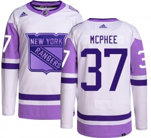 Youth Authentic New York Rangers George Mcphee Hockey Fights Cancer Official Adidas Jersey
