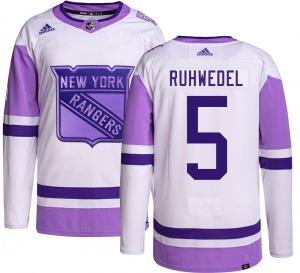 Youth Authentic New York Rangers Chad Ruhwedel Hockey Fights Cancer Official Adidas Jersey