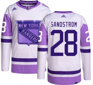 Youth Authentic New York Rangers Tomas Sandstrom Hockey Fights Cancer Official Adidas Jersey