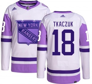 Youth Authentic New York Rangers Walt Tkaczuk Hockey Fights Cancer Official Adidas Jersey