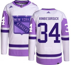 Youth Authentic New York Rangers John Vanbiesbrouck Hockey Fights Cancer Official Adidas Jersey