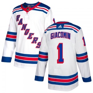 Adult Authentic New York Rangers Eddie Giacomin White Official Adidas Jersey