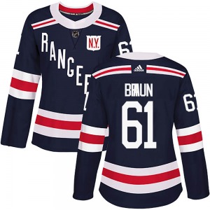 Women's Authentic New York Rangers Justin Braun Navy Blue 2018 Winter Classic Home Official Adidas Jersey
