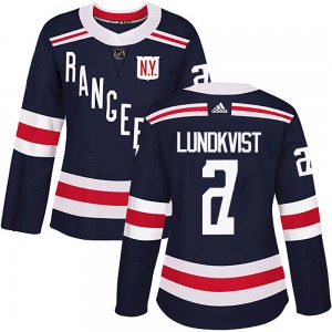Women's Authentic New York Rangers Nils Lundkvist Navy Blue 2018 Winter Classic Home Official Adidas Jersey