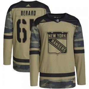 Adult Authentic New York Rangers Brett Berard Camo Military Appreciation Practice Official Adidas Jersey