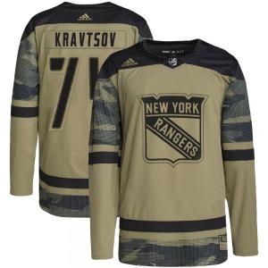 Adult Authentic New York Rangers Vitali Kravtsov Camo Military Appreciation Practice Official Adidas Jersey