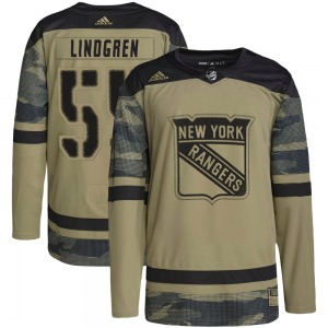 Adult Authentic New York Rangers Ryan Lindgren Camo Military Appreciation Practice Official Adidas Jersey