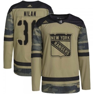 Adult Authentic New York Rangers Chris Nilan Camo Military Appreciation Practice Official Adidas Jersey