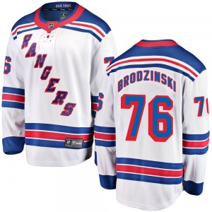 Youth Breakaway New York Rangers Jonny Brodzinski White Away Official Fanatics Branded Jersey