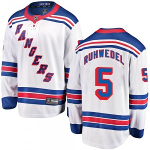 Youth Breakaway New York Rangers Chad Ruhwedel White Away Official Fanatics Branded Jersey