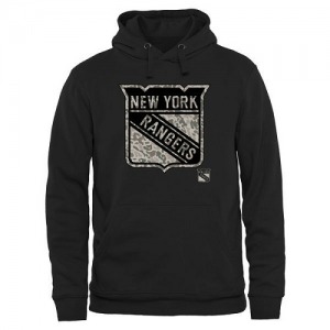 Adult New York Rangers Black Rink Warrior Pullover Hoodie