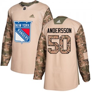 Youth Authentic New York Rangers Lias Andersson Camo Veterans Day Practice Official Adidas Jersey
