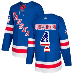 Adult Authentic New York Rangers Ron Greschner Royal Blue USA Flag Fashion Official Adidas Jersey