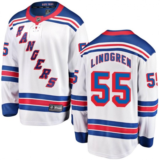 Adult Breakaway New York Rangers Ryan Lindgren White Away Official Fanatics Branded Jersey