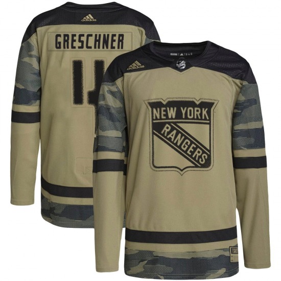 Adult Authentic New York Rangers Ron Greschner Camo Military Appreciation Practice Official Adidas Jersey