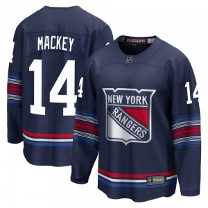 Youth Premier New York Rangers Connor Mackey Navy Breakaway Alternate Official Fanatics Branded Jersey