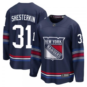 Youth Premier New York Rangers Igor Shesterkin Navy Breakaway Alternate Official Fanatics Branded Jersey