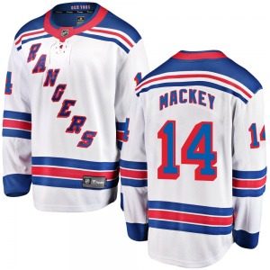 Adult Breakaway New York Rangers Connor Mackey White Away Official Fanatics Branded Jersey
