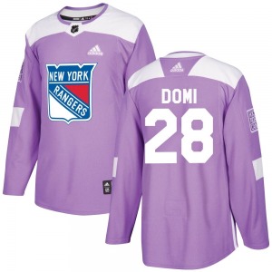 Adult Authentic New York Rangers Tie Domi Purple Fights Cancer Practice Official Adidas Jersey