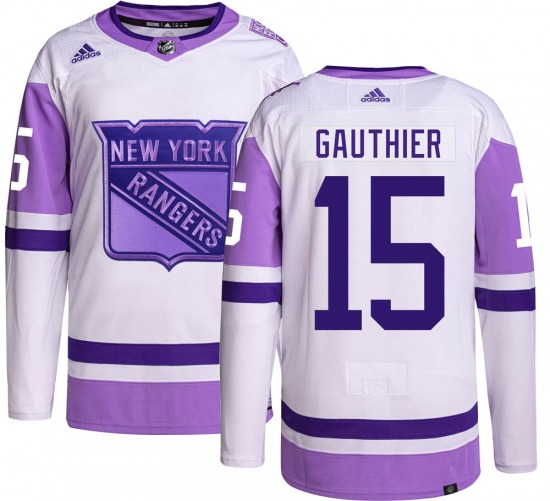 Women's Authentic New York Rangers Julien Gauthier Purple Fights Cancer  Practice Official Adidas Jersey
