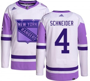 Adult Authentic New York Rangers Braden Schneider Hockey Fights Cancer Official Adidas Jersey