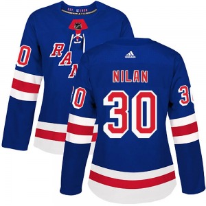 Women's Authentic New York Rangers Chris Nilan Royal Blue Home Official Adidas Jersey