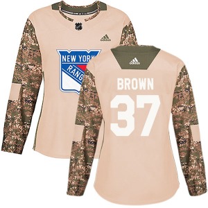 Women's Authentic New York Rangers Chris Brown Brown Camo Veterans Day Practice Official Adidas Jersey